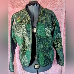Likely Handmade peacock embroidered jacket